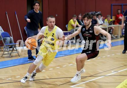 Basketball 2. Liga 2024/2025. Playoffs. F2.   Woerthersee Piraten gegen Mistelbach Mustangs   Tim Huber (Piraten),  Moritz Czehowsky  (Mistelbach). Klagenfurt, am 1.5.2025.
Foto: Kuess


---
pressefotos, pressefotografie, kuess, qs, qspictures, sport, bild, bilder, bilddatenbank
