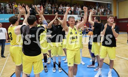 Basketball 2. Liga 2024/2025. Playoffs. F2.   Woerthersee Piraten gegen Mistelbach Mustangs   Jubel  (Piraten),   Klagenfurt, am 1.5.2025.
Foto: Kuess


---
pressefotos, pressefotografie, kuess, qs, qspictures, sport, bild, bilder, bilddatenbank