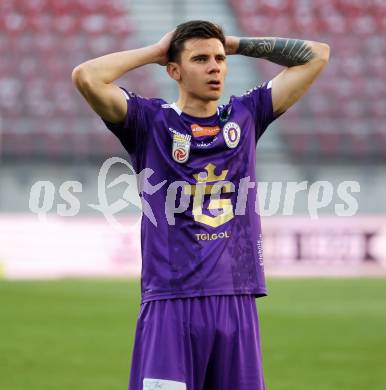 FFussball Bundesliga. SK Austria Klagenfurt gegen WSG Tirol. David Toshevski (Austria Klagenfurt),   Klagenfurt, am 10.5.2025.
Foto: Kuess
www.qspictures.net
---
pressefotos, pressefotografie, kuess, qs, qspictures, sport, bild, bilder, bilddatenbank