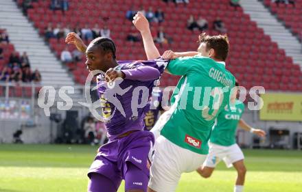 Fussball Bundesliga. SK Austria Klagenfurt gegen WSG Tirol. Dikeni Salifou (SK Austria Klagenfurt), David Gugganig (WSG Tirol). Klagenfurt, am 10.5.2025.
Foto: Kuess
www.qspictures.net
---
pressefotos, pressefotografie, kuess, qs, qspictures, sport, bild, bilder, bilddatenbank