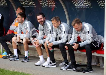Fussball Bundesliga. SK Austria Klagenfurt gegen WSG Tirol. Tormanntrainer Marc Lamberger, Sandro Zakany, Co-Trainer Rolf Landerl, Co-Trainer Martin Lassnig (SK Austria Klagenfurt). Klagenfurt, am 10.5.2025.
Foto: Kuess
www.qspictures.net
---
pressefotos, pressefotografie, kuess, qs, qspictures, sport, bild, bilder, bilddatenbank