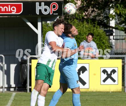 Fussball Kaerntner Liga. Bleiburg gegen Voelkermarkt.  Andreas Norbert Jamnig (Bleiburg),   Oliver Kuester (Voelkermarkt). Bleiburg, am 17.5.2025.
Foto: Kuess
---
pressefotos, pressefotografie, kuess, qs, qspictures, sport, bild, bilder, bilddatenbank