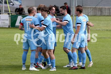Fussball Kaerntner Liga. Bleiburg gegen Voelkermarkt. Torjubel Dominik Peketz  (Bleiburg),    Bleiburg, am 17.5.2025.
Foto: Kuess
---
pressefotos, pressefotografie, kuess, qs, qspictures, sport, bild, bilder, bilddatenbank