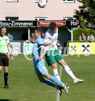 Fussball Kaerntner Liga. Bleiburg gegen Voelkermarkt.  Aljaz Storman (Bleiburg),   Valentin Safran (Voelkermarkt). Bleiburg, am 17.5.2025.
Foto: Kuess
---
pressefotos, pressefotografie, kuess, qs, qspictures, sport, bild, bilder, bilddatenbank