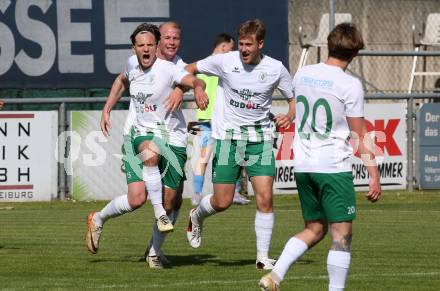 Fussball Kaerntner Liga. Bleiburg gegen Voelkermarkt.  Torjubel Oliver Kuester  (Voelkermarkt). Bleiburg, am 17.5.2025.
Foto: Kuess
---
pressefotos, pressefotografie, kuess, qs, qspictures, sport, bild, bilder, bilddatenbank