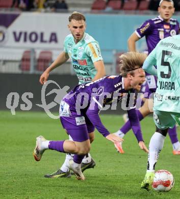 Fussball Bundesliga. SK Austria Klagenfurt gegen Hartberg. Sky Schwarz,  (SK Austria Klagenfurt), Raphael Hofer (Hartberg). Klagenfurt, am 23.5.2025.
Foto: Kuess
www.qspictures.net
---
pressefotos, pressefotografie, kuess, qs, qspictures, sport, bild, bilder, bilddatenbank