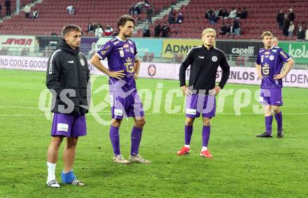 Fussball Bundesliga. SK Austria Klagenfurt gegen Hartberg. Tobias Koch, Thorsten Mahrer, Jonas Kuehn,  (SK Austria Klagenfurt). Klagenfurt, am 23.5.2025.
Foto: Kuess
www.qspictures.net
---
pressefotos, pressefotografie, kuess, qs, qspictures, sport, bild, bilder, bilddatenbank