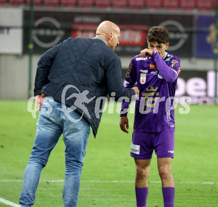 Fussball Bundesliga. SK Austria Klagenfurt gegen Hartberg.  Trainer Carsten Jancker, Ben Bobzien (SK Austria Klagenfurt),   Klagenfurt, am 23.5.2025.
Foto: Kuess
www.qspictures.net
---
pressefotos, pressefotografie, kuess, qs, qspictures, sport, bild, bilder, bilddatenbank