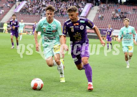 Fussball Bundesliga. SK Austria Klagenfurt gegen Hartberg. Christopher Wernitznig, (SK Austria Klagenfurt), Paul Komposch  (Hartberg). Klagenfurt, am 23.5.2025.
Foto: Kuess
www.qspictures.net
---
pressefotos, pressefotografie, kuess, qs, qspictures, sport, bild, bilder, bilddatenbank