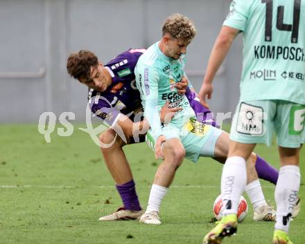 Fussball Bundesliga. SK Austria Klagenfurt gegen Hartberg. Matteo Kitz,  (SK Austria Klagenfurt),  Damian Kovacevic (Hartberg). Klagenfurt, am 23.5.2025.
Foto: Kuess
www.qspictures.net
---
pressefotos, pressefotografie, kuess, qs, qspictures, sport, bild, bilder, bilddatenbank