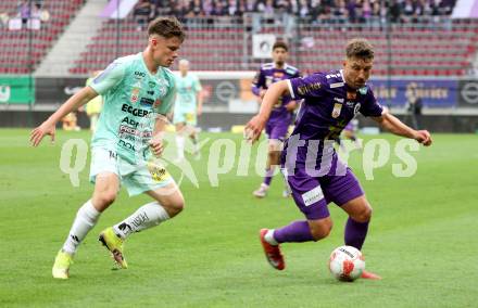 Fussball Bundesliga. SK Austria Klagenfurt gegen TSV Hartberg. Christopher Wernitznig (SK Austria Klagenfurt), Paul Komposch (Hartberg). Klagenfurt, am 23.5.2025.
Foto: Kuess
www.qspictures.net
---
pressefotos, pressefotografie, kuess, qs, qspictures, sport, bild, bilder, bilddatenbank