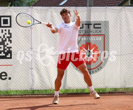 Tennis Bundesliga. Strassburg gegen Mauthausen.  Sebastian Sorger (Strassburg). Strassburg, am 6.6.2025.
Foto: Kuess
---
pressefotos, pressefotografie, kuess, qs, qspictures, sport, bild, bilder, bilddatenbank