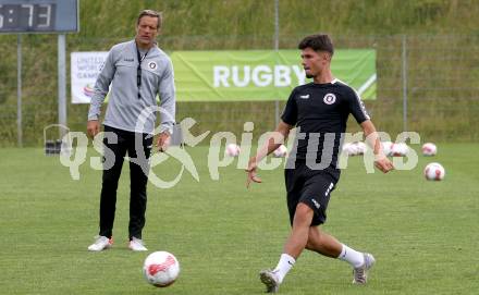 Fussball 2. Liga. Training SK Austria Klagenfurt.  Trainer Rolf Landerl, Dino Delic. Klagenfurt, am 16.6.2025.
Foto: Kuess
---
pressefotos, pressefotografie, kuess, qs, qspictures, sport, bild, bilder, bilddatenbank