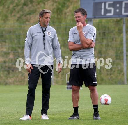 Fussball 2. Liga. Training SK Austria Klagenfurt.  Trainer Rolf Landerl, Athletiktrainer Bernhard Sussitz. Klagenfurt, am 16.6.2025.
Foto: Kuess
---
pressefotos, pressefotografie, kuess, qs, qspictures, sport, bild, bilder, bilddatenbank