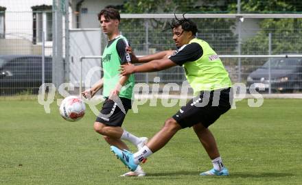 Fussball 2. Liga. Training SK Austria Klagenfurt.  Tristan Schoppitsch, Naldo Aparecido Rodrigues. Klagenfurt, am 16.6.2025.
Foto: Kuess
---
pressefotos, pressefotografie, kuess, qs, qspictures, sport, bild, bilder, bilddatenbank