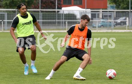Fussball 2. Liga. Training SK Austria Klagenfurt.  Naldo Aparecido Rodrigues, Adem Mustafic. Klagenfurt, am 16.6.2025.
Foto: Kuess
---
pressefotos, pressefotografie, kuess, qs, qspictures, sport, bild, bilder, bilddatenbank