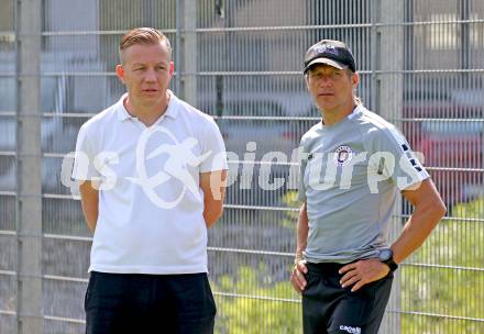 Fussball 2. Liga. Training SK Austria Klagenfurt.  Geschaeftsfuehrer Sport Mario Brkljaca, Trainer Rolf Landerl. Klagenfurt, am 23.6.2025.
Foto: Kuess
---
pressefotos, pressefotografie, kuess, qs, qspictures, sport, bild, bilder, bilddatenbank
