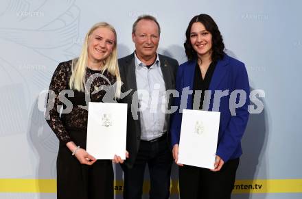 Empfang und Ehrung von Kaerntens erfolgreichen Wintersportlerinnen und -sportlern. Katharina Truppe, Ferdinand Knes, Carmen Spielberger. Klagenfurt, am 7.4.2025.
Foto: Kuess
www.qspictures.net
---
pressefotos, pressefotografie, kuess, qs, qspictures, sport, bild, bilder, bilddatenbank