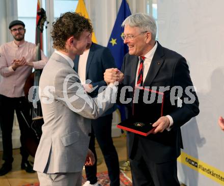 Empfang und Ehrung von Kaerntens erfolgreichen Wintersportlerinnen und -sportlern. Daniel Tschofenig. Klagenfurt, am 7.4.2025.
Foto: Kuess
www.qspictures.net
---
pressefotos, pressefotografie, kuess, qs, qspictures, sport, bild, bilder, bilddatenbank