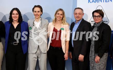 Empfang und Ehrung von Kaerntens erfolgreichen Wintersportlerinnen und -sportlern.  Carmen Spielberger, Markus Mueller, Sabine Payer, Alexander Tarzi, LR.in Beate Prettner. Klagenfurt, am 7.4.2025.
Foto: Kuess
www.qspictures.net
---
pressefotos, pressefotografie, kuess, qs, qspictures, sport, bild, bilder, bilddatenbank
