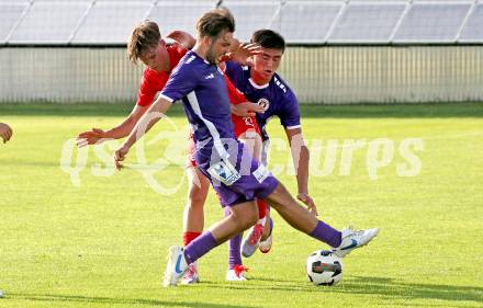 Fussball Testspiel. St. Veit gegen SK Austria Klagenfurt. Leo Vielgut, Aidan Liu (Klagenfurt).  St. Veit, am 25.6.2025.
Foto: Kuess
---
pressefotos, pressefotografie, kuess, qs, qspictures, sport, bild, bilder, bilddatenbank