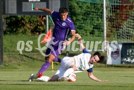 Fussball Testspiel. SK Austria Klagenfurt gegen Treibach. Aidan Liu (Klagenfurt), Marco Pirker (Treibach). Gurnitz, am 27.6.2025.
Foto: Kuess
www.qspictures.net
---
pressefotos, pressefotografie, kuess, qs, qspictures, sport, bild, bilder, bilddatenbank