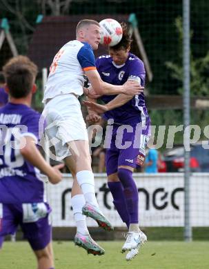 Fussball Testspiel. SK Austria Klagenfurt gegen Treibach.  Florian Weiss  (Klagenfurt), Alexander Ristic (Treibach). Gurnitz, am 27.6.2025.
Foto: Kuess
www.qspictures.net
---
pressefotos, pressefotografie, kuess, qs, qspictures, sport, bild, bilder, bilddatenbank