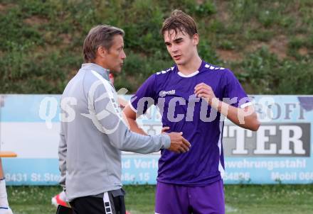 Fussball Testspiel. SK Austria Klagenfurt gegen Kalsdorf.  Trainer Rolf Landerl, Marius Maierhofer (Klagenfurt). St. Stefan im Lavanttal, am 1.7.2025.
Foto: Kuess
www.qspictures.net
---
pressefotos, pressefotografie, kuess, qs, qspictures, sport, bild, bilder, bilddatenbank