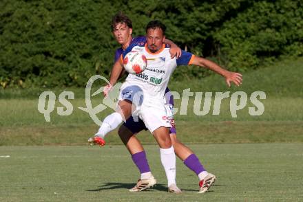 Fussball Testspiel. SK Austria Klagenfurt gegen Treibach. Matteo Kitz  (Klagenfurt), Vahid Muharemovic  (Treibach). Gurnitz, am 27.6.2025.
Foto: Kuess
www.qspictures.net
---
pressefotos, pressefotografie, kuess, qs, qspictures, sport, bild, bilder, bilddatenbank