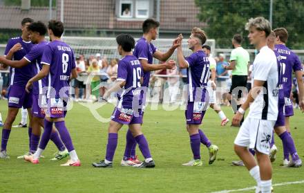 Fussball Testspiel. SK Austria Klagenfurt gegen Sturm Graz Amateure.  Torjubel Marc Andre Schmerboeck  (Klagenfurt). Klagenfurt, am 4.7.2025.
Foto: Kuess
www.qspictures.net
---
pressefotos, pressefotografie, kuess, qs, qspictures, sport, bild, bilder, bilddatenbank