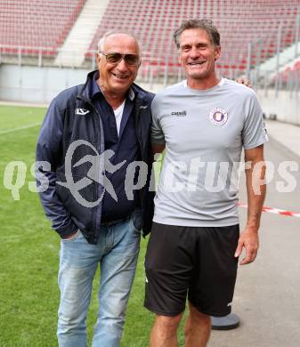 Fussball Testspiel. SK Austria Klagenfurt gegen KAC1909.   Robert Kropiunik, Gerhard Sussitz. Klagenfurt, am 12.7.2025.
Foto: Kuess
www.qspictures.net
---
pressefotos, pressefotografie, kuess, qs, qspictures, sport, bild, bilder, bilddatenbank