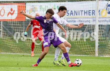 Fussball Testspiel. Velden gegen SK Austria Klagenfurt. Luka Caculovic (Velden),  Denis Sinanovic  (Klagenfurt). Velden, am 18.7.2025.
Foto: Kuess
www.qspictures.net
---
pressefotos, pressefotografie, kuess, qs, qspictures, sport, bild, bilder, bilddatenbank