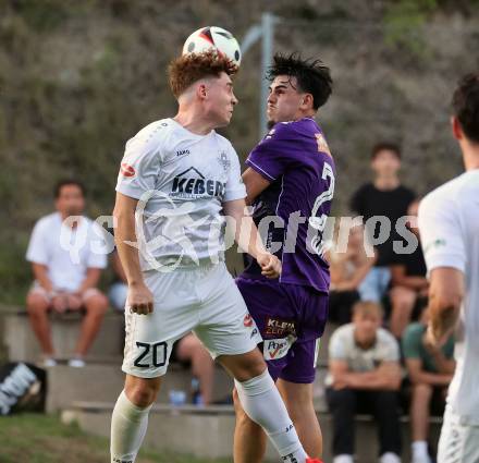 Fussball Testspiel. Velden gegen SK Austria Klagenfurt.  Lukas Lorinson (Velden),  Almir Oda  (Klagenfurt). Velden, am 18.7.2025.
Foto: Kuess
www.qspictures.net
---
pressefotos, pressefotografie, kuess, qs, qspictures, sport, bild, bilder, bilddatenbank