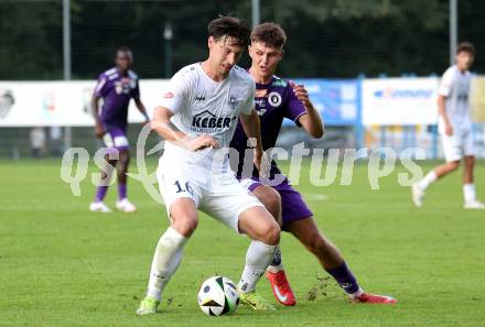 Fussball Testspiel. Velden gegen SK Austria Klagenfurt.  Luka Caculovic (Velden),  Denis Sinanovic  (Klagenfurt). Velden, am 18.7.2025.
Foto: Kuess
www.qspictures.net
---
pressefotos, pressefotografie, kuess, qs, qspictures, sport, bild, bilder, bilddatenbank