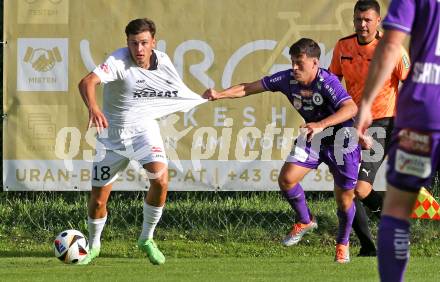 Fussball Testspiel. Velden gegen SK Austria Klagenfurt. Alexander Kurz (Velden),   Alexander Rancher (Klagenfurt). Velden, am 18.7.2025.
Foto: Kuess
www.qspictures.net
---
pressefotos, pressefotografie, kuess, qs, qspictures, sport, bild, bilder, bilddatenbank