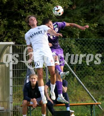 Fussball Testspiel. Velden gegen SK Austria Klagenfurt.  Lukas Lausegger (Velden),  Mario Matkovic (Klagenfurt). Velden, am 18.7.2025.
Foto: Kuess
www.qspictures.net
---
pressefotos, pressefotografie, kuess, qs, qspictures, sport, bild, bilder, bilddatenbank