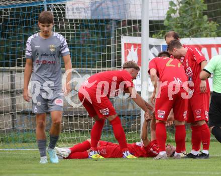 Fussball Kaerntner Liga. Grafenstein gegen Koettmannsdorf.  Torjubel Fabio Sebastian Miklautz (Grafenstein),  Grafenstein, am 1.8..2025.
Foto: Kuess
www.qspictures.net
---
pressefotos, pressefotografie, kuess, qs, qspictures, sport, bild, bilder, bilddatenbank