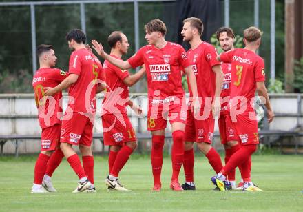 Fussball Kaerntner Liga. Grafenstein gegen Koettmannsdorf.  Torjubel Fabio Sebastian Miklautz (Grafenstein),  Grafenstein, am 1.8..2025.
Foto: Kuess
www.qspictures.net
---
pressefotos, pressefotografie, kuess, qs, qspictures, sport, bild, bilder, bilddatenbank