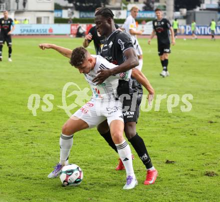Fussball Bundesliga. Wolfsberger AC  gegen SCR Altach. Donis Avdijaj  (Wolfsberg),  Mohamed Ouedraogo  (Altach). Wolfsberg, am 2.8..2025.
Foto: Kuess
www.qspictures.net
---
pressefotos, pressefotografie, kuess, qs, qspictures, sport, bild, bilder, bilddatenbank