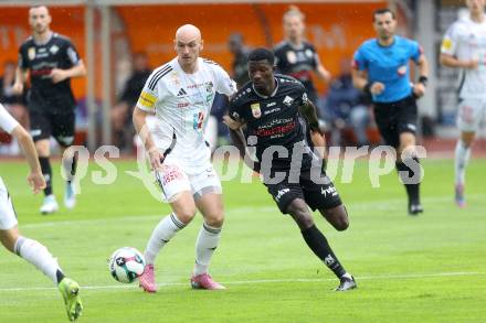 Fussball Bundesliga. Wolfsberger AC  gegen SCR Altach.  Nicolas Wimmer (Wolfsberg), Ousmane Diawara   (Altach). Wolfsberg, am 2.8..2025.
Foto: Kuess
www.qspictures.net
---
pressefotos, pressefotografie, kuess, qs, qspictures, sport, bild, bilder, bilddatenbank