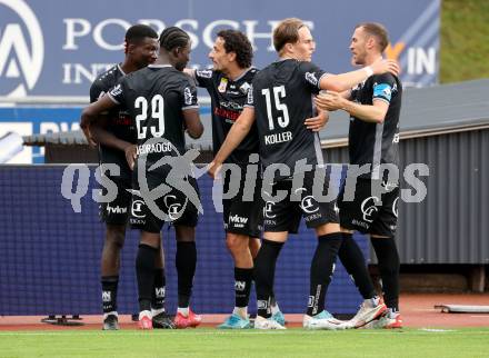 Fussball Bundesliga. Wolfsberger AC  gegen SCR Altach. Torjubel Ousmane Diawara   (Altach). Wolfsberg, am 2.8..2025.
Foto: Kuess
www.qspictures.net
---
pressefotos, pressefotografie, kuess, qs, qspictures, sport, bild, bilder, bilddatenbank