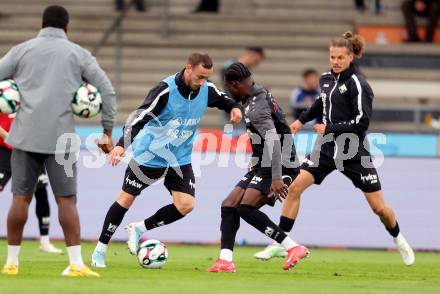 Fussball Bundesliga. Wolfsberger AC  gegen SCR Altach.  Aufwaermen (Altach). Wolfsberg, am 2.8..2025.
Foto: Kuess
www.qspictures.net
---
pressefotos, pressefotografie, kuess, qs, qspictures, sport, bild, bilder, bilddatenbank