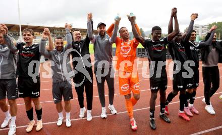Fussball Bundesliga. Wolfsberger AC  gegen SCR Altach.  Jubel   (Altach). Wolfsberg, am 2.8..2025.
Foto: Kuess
www.qspictures.net
---
pressefotos, pressefotografie, kuess, qs, qspictures, sport, bild, bilder, bilddatenbank