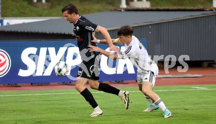 Fussball Bundesliga. Wolfsberger AC  gegen SCR Altach. Boris Matic  (Wolfsberg),  Alexander Gorgon  (Altach). Wolfsberg, am 2.8..2025.
Foto: Kuess
www.qspictures.net
---
pressefotos, pressefotografie, kuess, qs, qspictures, sport, bild, bilder, bilddatenbank