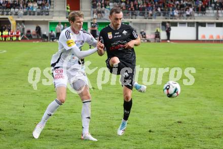 Fussball Bundesliga. Wolfsberger AC  gegen SCR Altach. Simon Piesinger  (Wolfsberg),  Mike Steven Baehre  (Altach). Wolfsberg, am 2.8..2025.
Foto: Kuess
www.qspictures.net
---
pressefotos, pressefotografie, kuess, qs, qspictures, sport, bild, bilder, bilddatenbank