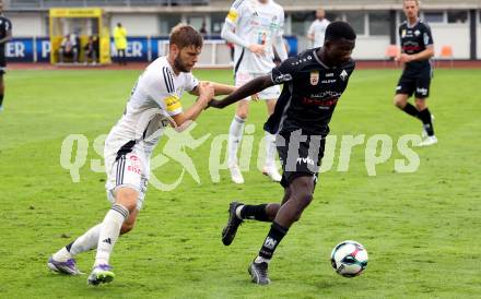 Fussball Bundesliga. Wolfsberger AC  gegen SCR Altach. Dominik Baumgartner  (Wolfsberg), 
Ousmane Diawara  (Altach). Wolfsberg, am 2.8..2025.
Foto: Kuess
www.qspictures.net
---
pressefotos, pressefotografie, kuess, qs, qspictures, sport, bild, bilder, bilddatenbank