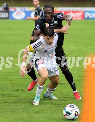 Fussball Bundesliga. Wolfsberger AC  gegen SCR Altach.  Boris Matic (Wolfsberg),  Mohamed Ouedraogo  (Altach). Wolfsberg, am 2.8..2025.
Foto: Kuess
www.qspictures.net
---
pressefotos, pressefotografie, kuess, qs, qspictures, sport, bild, bilder, bilddatenbank