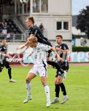 Fussball Bundesliga. Wolfsberger AC  gegen SCR Altach.  Erik Kojzek (Wolfsberg),  Paul-Friedrich Koller  (Altach). Wolfsberg, am 2.8..2025.
Foto: Kuess
www.qspictures.net
---
pressefotos, pressefotografie, kuess, qs, qspictures, sport, bild, bilder, bilddatenbank