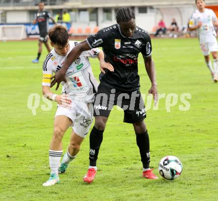 Fussball Bundesliga. Wolfsberger AC  gegen SCR Altach.  Boris Matic (Wolfsberg),  Mohamed Ouedraogo  (Altach). Wolfsberg, am 2.8..2025.
Foto: Kuess
www.qspictures.net
---
pressefotos, pressefotografie, kuess, qs, qspictures, sport, bild, bilder, bilddatenbank