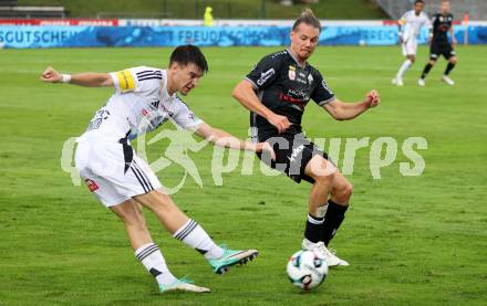 Fussball Bundesliga. Wolfsberger AC  gegen SCR Altach.  Boris Matic (Wolfsberg),  Patrick Sebastian Greil  (Altach). Wolfsberg, am 2.8..2025.
Foto: Kuess
www.qspictures.net
---
pressefotos, pressefotografie, kuess, qs, qspictures, sport, bild, bilder, bilddatenbank